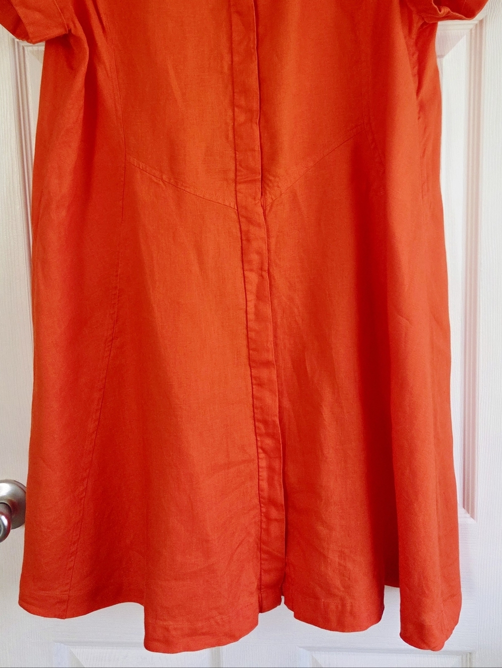 J. Jill Love Linen ✨️ Women's Zinnea Orange Linen Midi Dress Size L - Picture 7 of 12